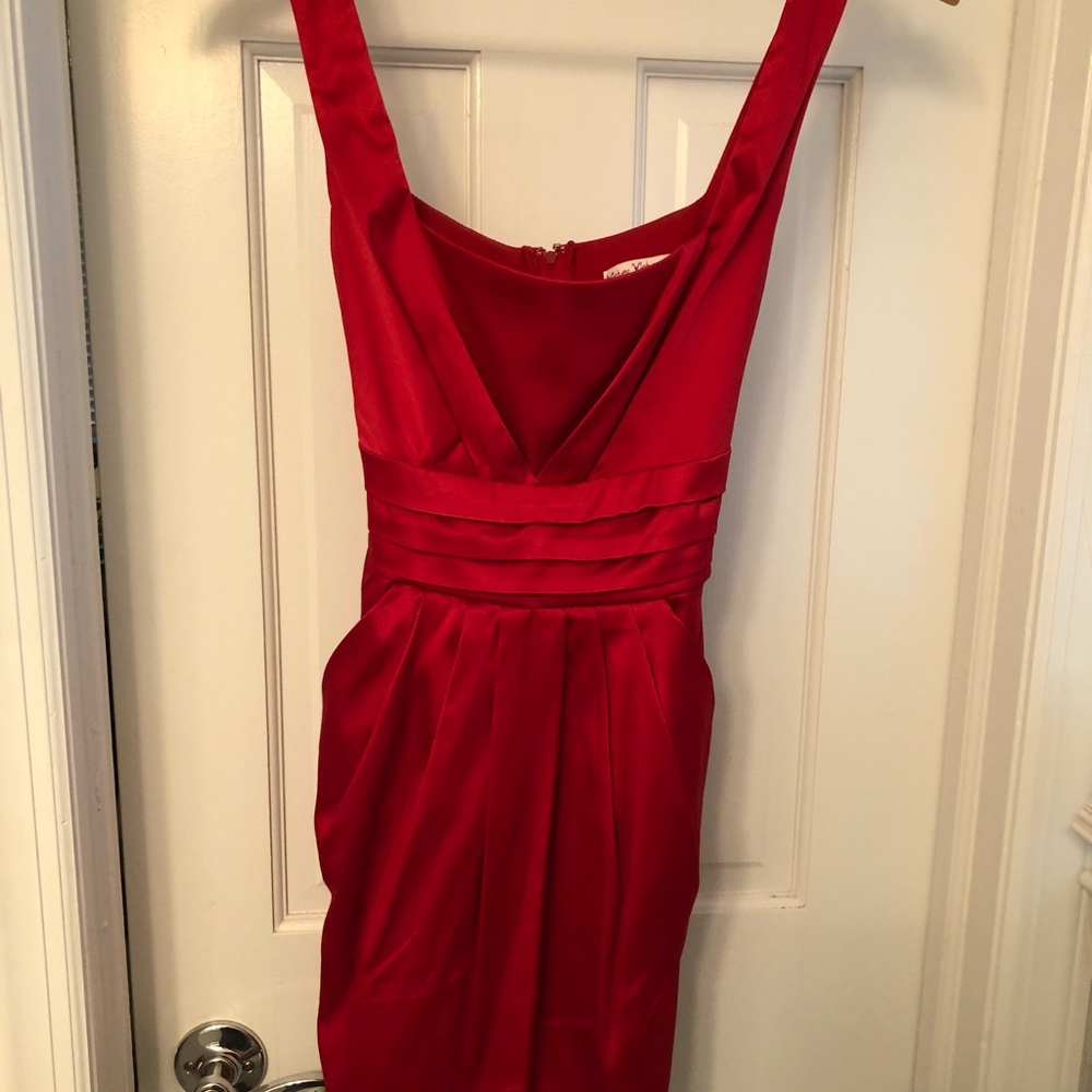 Red dress great for the prom or a wedding